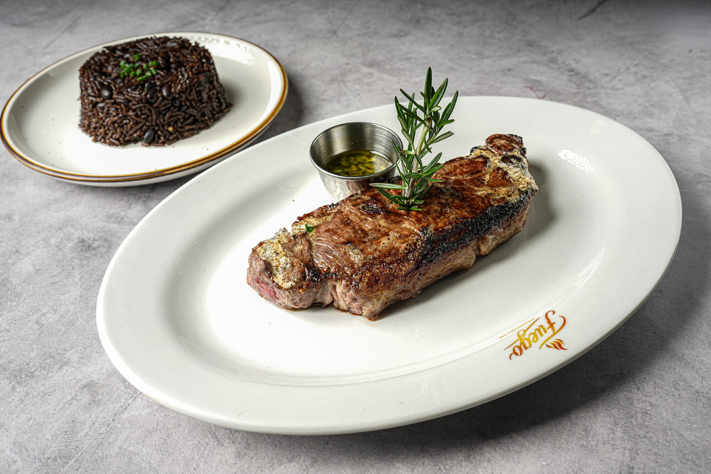 Seared skirt steak with chimichurri and microgreens