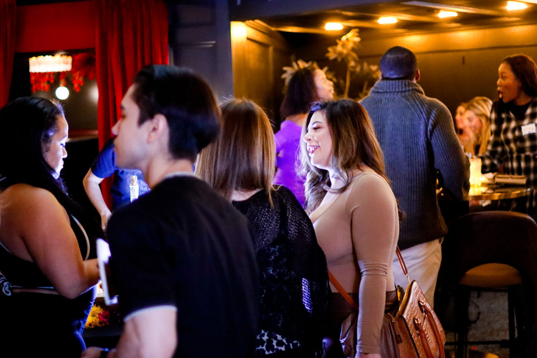 Friends gathered for drinks and bites